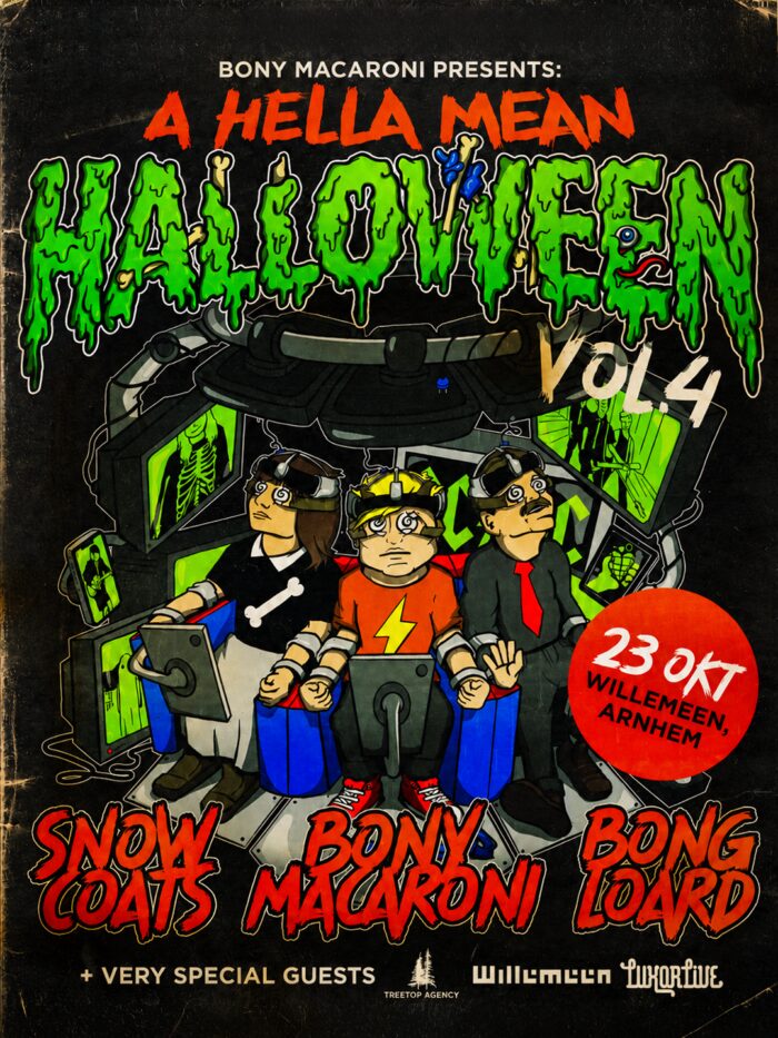 A Hella Mean Halloween ism Luxorlive: Bony Macaroni + Snow Coats + Bongloard + more in WillemEen, Arnhem